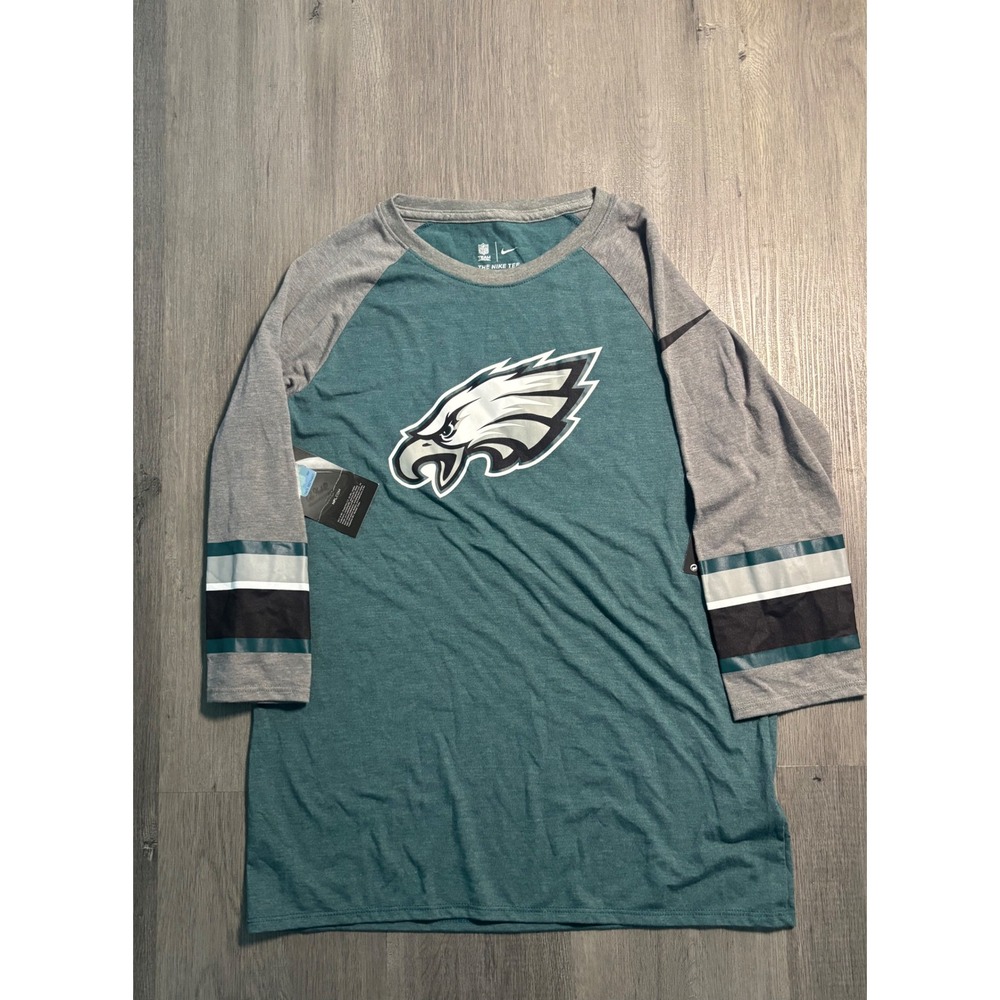 Nike Raglan Tee Womens Medium Teal Philadelphia Eagles NFL 3/4 Sleeve 842049-339